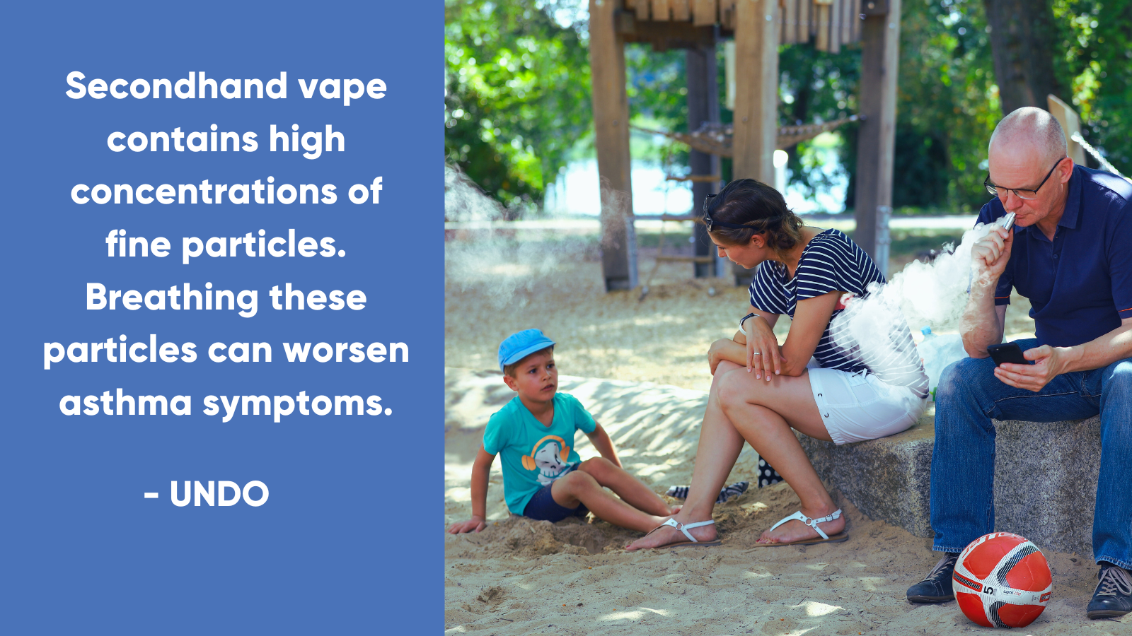 Secondhand vape contains high concentrations of fine particles. Breathing these particles can worsen asthma symptoms.