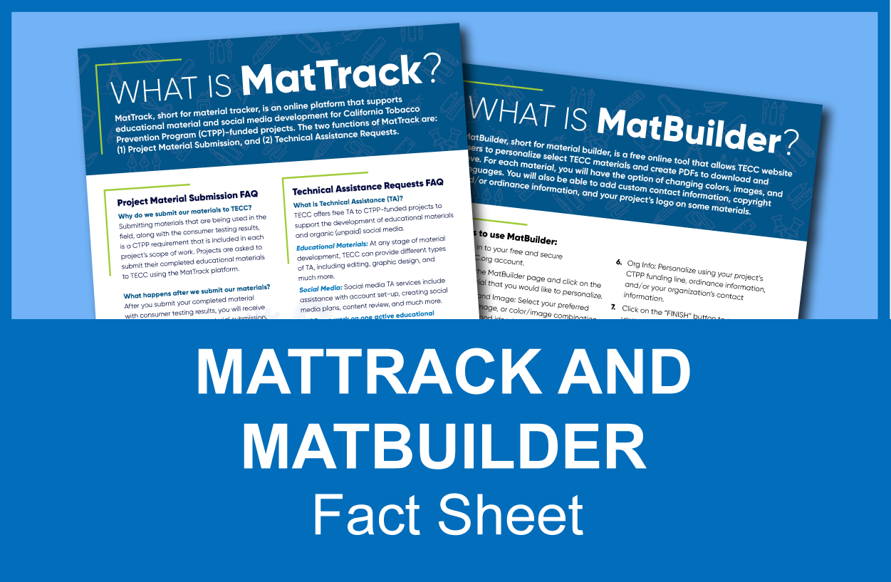 MatTrack and MatBuilder Fact Sheet.