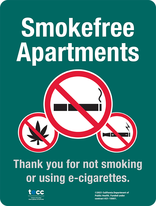 Smokefree Apartments Sign sample