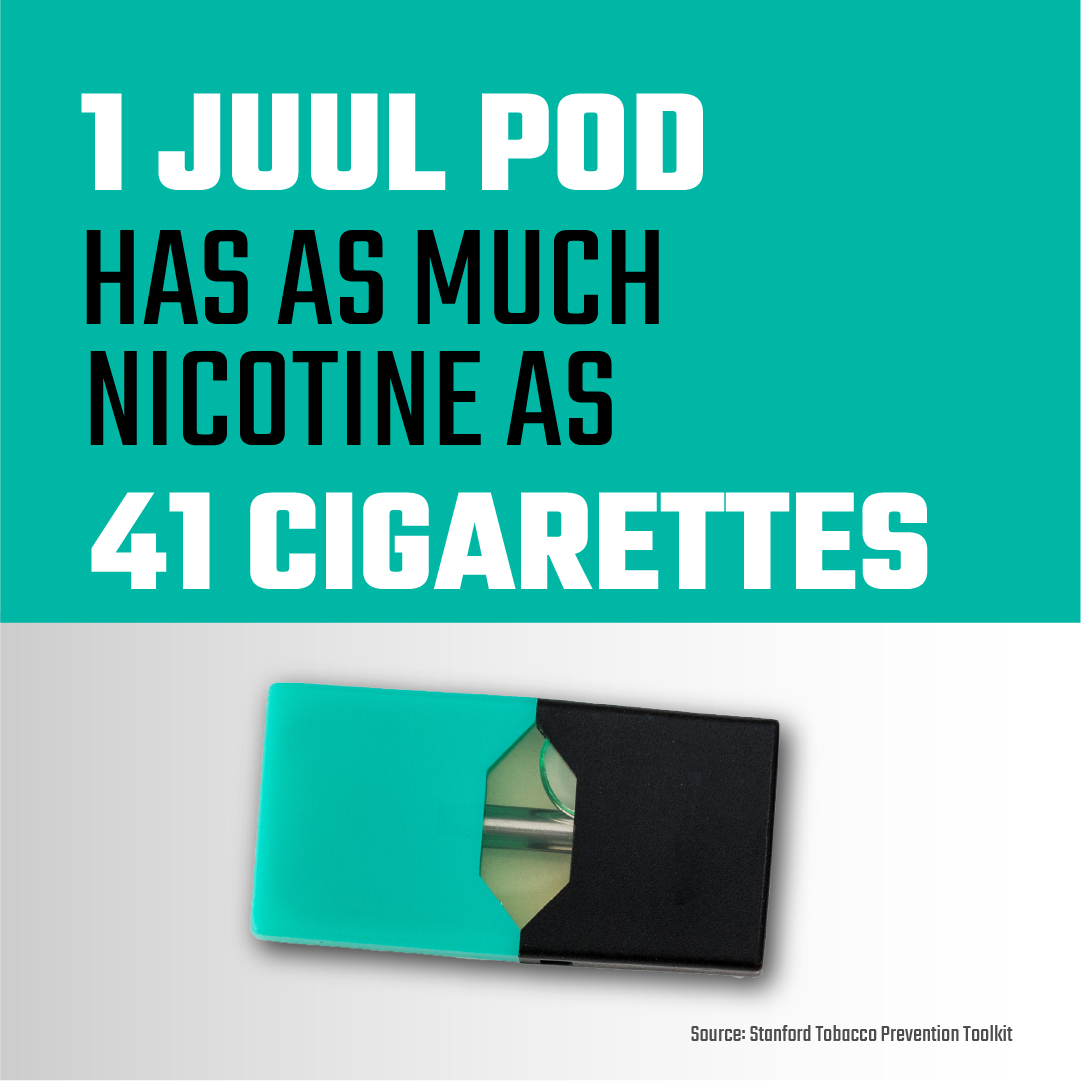 1 JUUL pod has as much nicotine as 41 cigarettes